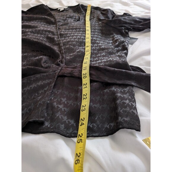Nine West Blouse Women's XL Black Shimmer Houndstooth Holiday Wrap Top Shirt NEW - Picture 11 of 11